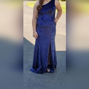 Velvet Blue Prom or evening dress.